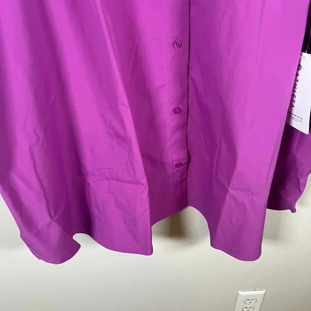 Athleta Oversized Poplin Top Button Up Size 3X Jazzy Purple Work Travel Office - Picture 10 of 13